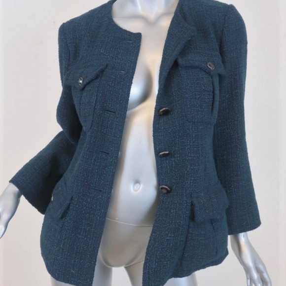 CHANEL Jackets & Blazers - Chanel Tweed Jacket Navy Cotton-Blend